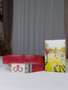 Druh Red Snakeskin Leather Golf Belt. New Without Tags.